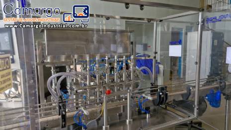 Linha de envase para cosmeticos com alimentador de fracos envasadora Nelpas pistão rosqueadeira tecnoenvase rotuladora Tudela Linha de envase para cosmeticos com alimentador de fracos envasadora Nelpas pistão rosqueadeira tecnoenvase rotuladora Tudela